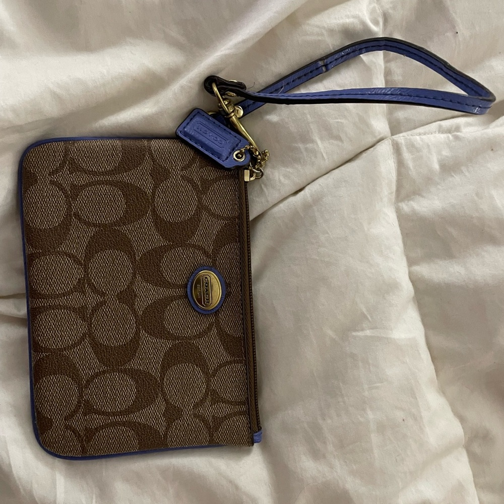 Coach Brown and Blue Wristlet